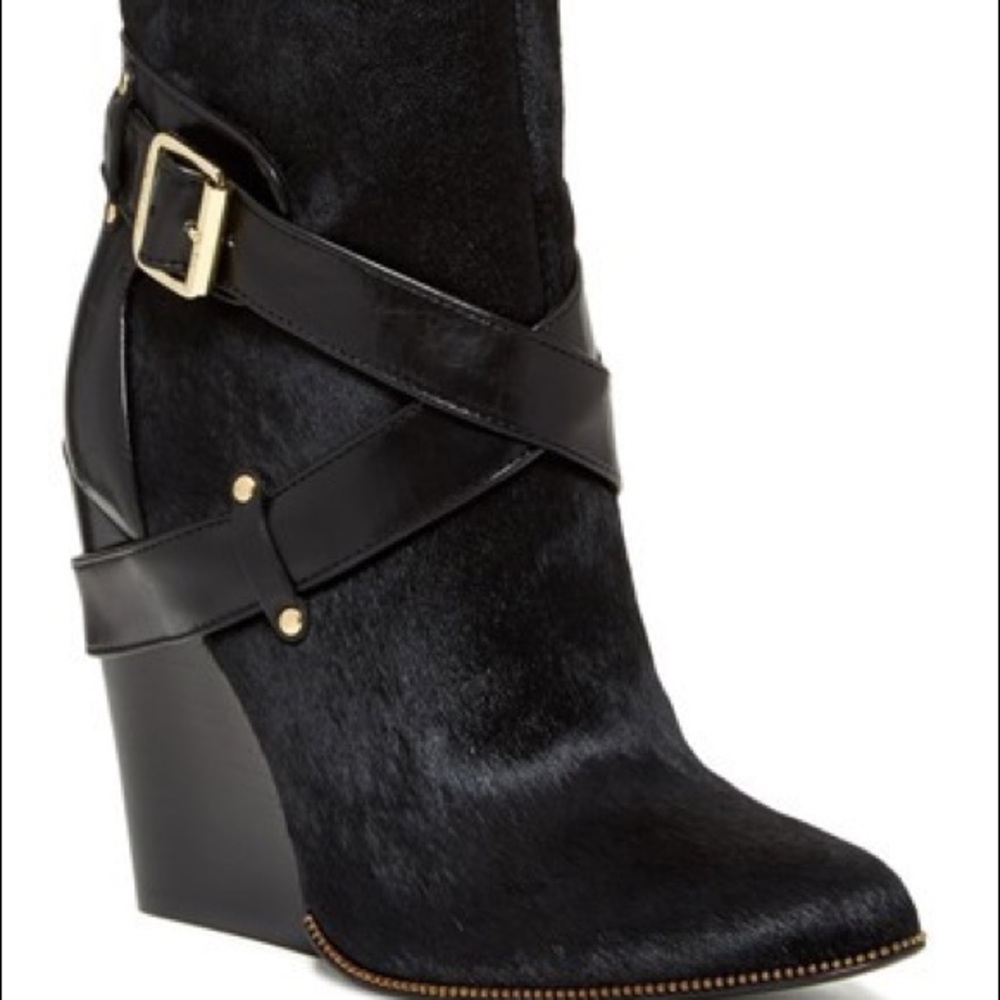 Rachel Zoe Black Pony Hair Boots- size 8